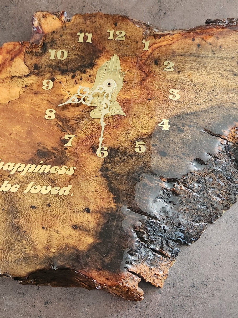 Handcrafted Redwood Burl Wood Wall Clock With a High-gloss Finish